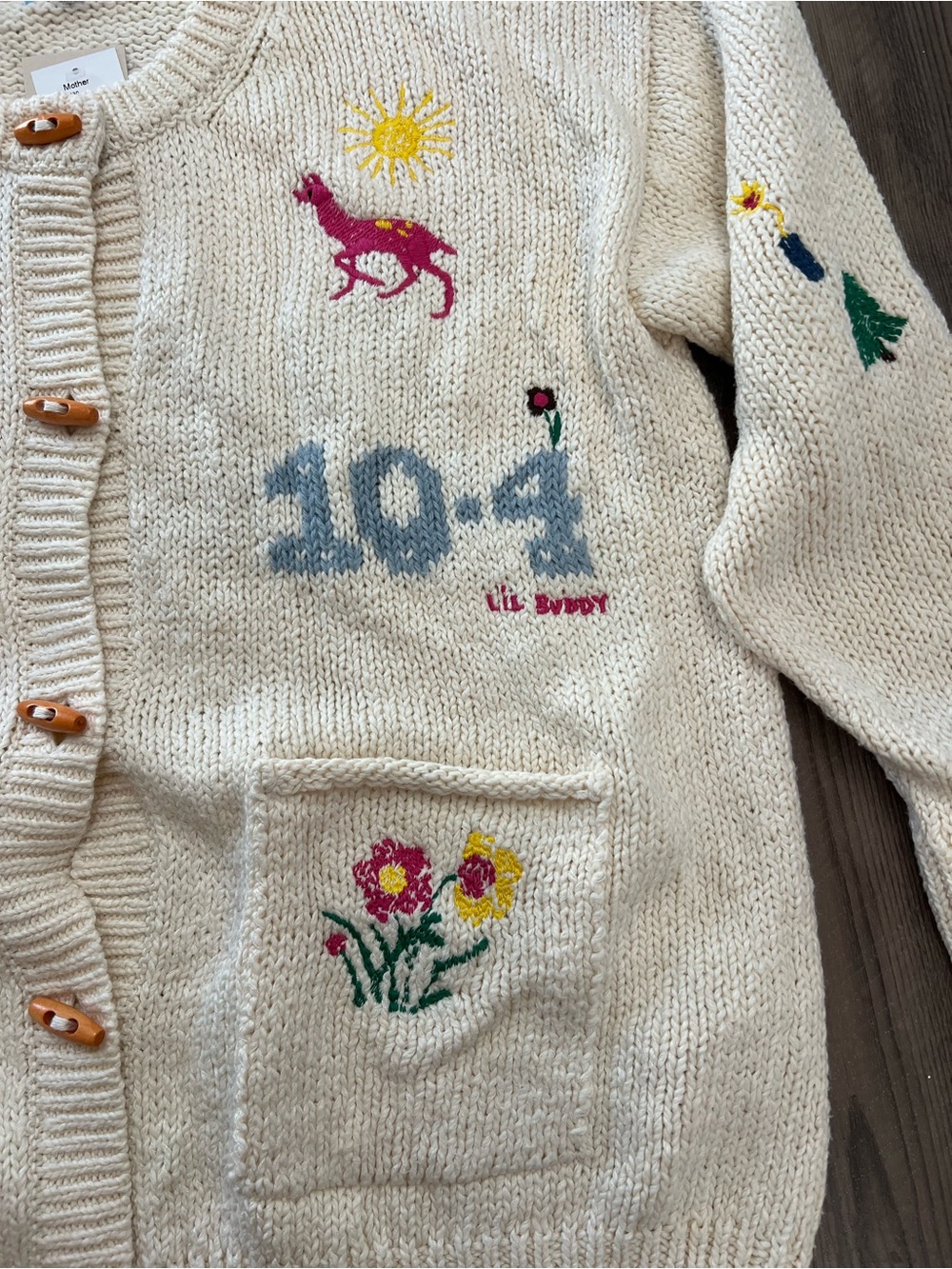 NWT Mother The Long Drop embroidered cotton and alpaca-blend cardigan Sz L - Picture 4 of 13